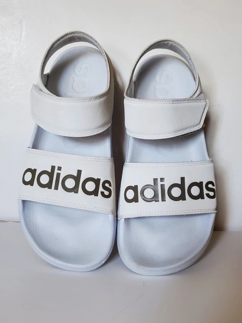 Adidas White Strap Sandals with Bold Logo